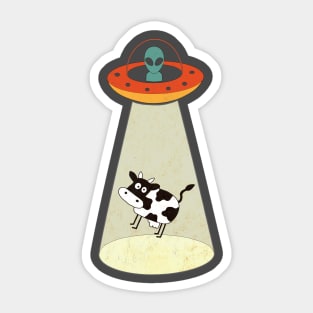 Alien UFO Cow Abduction Sticker